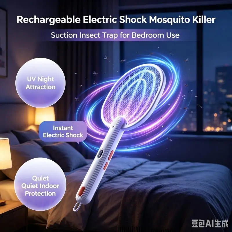 Electric Shock Mosquito Killer Lamp Rechargeable Suction Insect Trap for Indoor Bedroom Mosquito Fly Removal