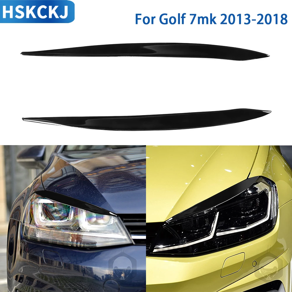 For Volkswagen VW Golf 7Mk 2013-2018 Accessories Car Black Plastic Lamp Eyebrow Trim Sticker Decoration