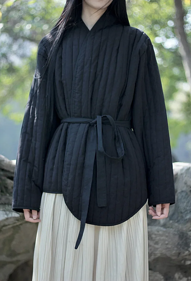 

Cotton Linen Coat Women's 2025 Winter Vintage Literature Cool Style Warm Lace Up Warm Cotton Jacket