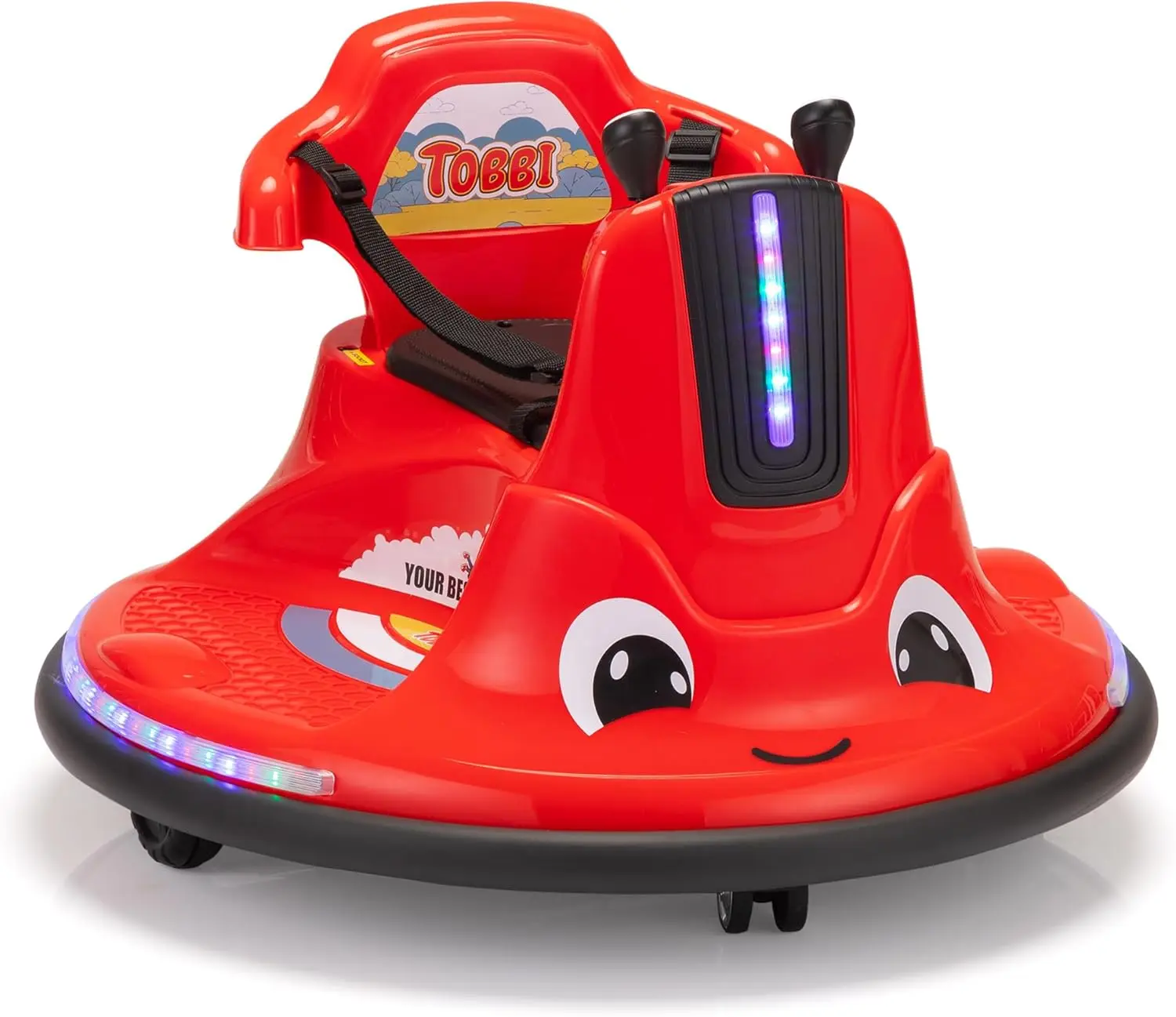 Toddlers Bumper Car, 12v Baby Electric Ride On Snail Shape Toy with Remote Control/Children DIY Funny Stickers/360 Degree Spin f