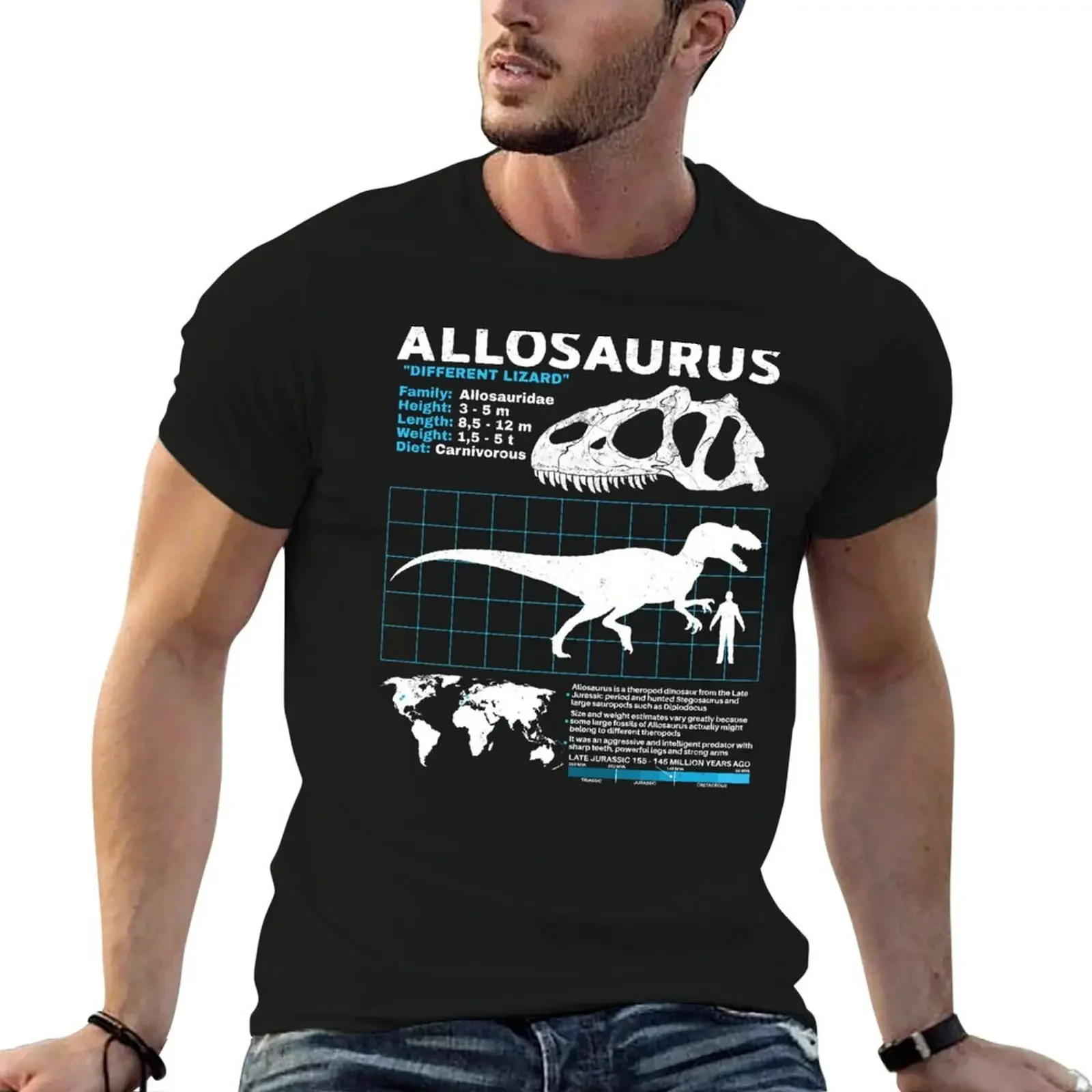 Allosaurus data sheet T-Shirt new edition summer clothes man clothes vintage graphic tee shirts graphic tee men