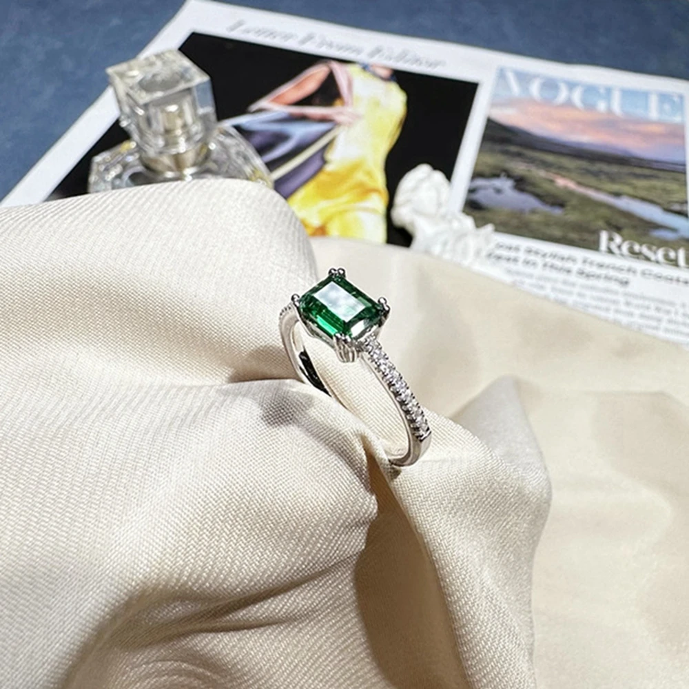 Vinregem 5*7 MM Lab Created Emerald Gemstone Classic Ring For Women 100% 925 Sterling Silver Wedding Party Jewelry Free Shipping