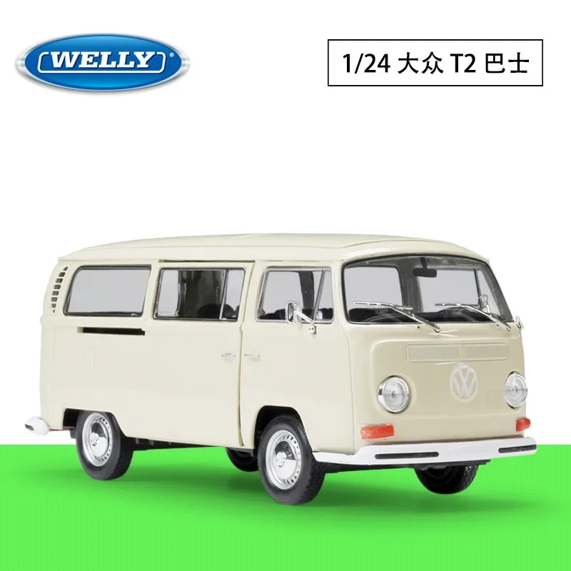 

Модель автомобиля Welly 1:24 Volkswagen 1972 T2 Bus 1963 T1 из сплава