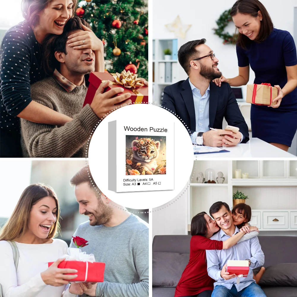 بانوراما خشبية النمر الألغاز الفن للبالغين ، قطع فريدة على شكل حيوان ، ألعاب تخفيف التوتر ، لعبة ترفيهية ديي ، ديكور المنزل