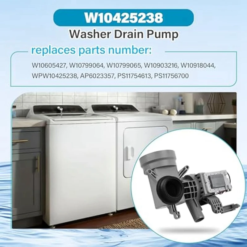 BMBY-W10425238,W10605427 Washer Drain Pump,Washer Water Pump Motor Replacement For W10799064,W10799065,W10903216,W10918044