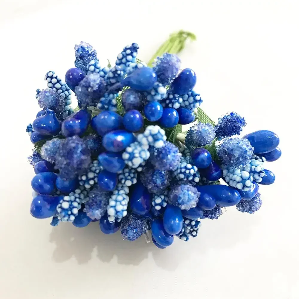 6/10/12/20/200pcs Mixed Royal blue Flower Cherry Stamen Berries Bundle DIY Christmas Wedding Cake Gift Box Wreaths Decor