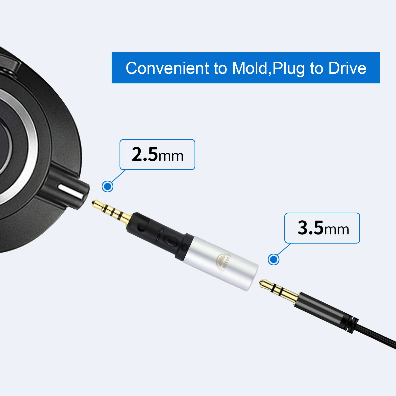 OKCSC 2.5mm male to 3.5mm female Audio Plug Connector Audio Adapter Jack 3.5mm Stereo Headphone for Sennheiser HD598 ATH Series