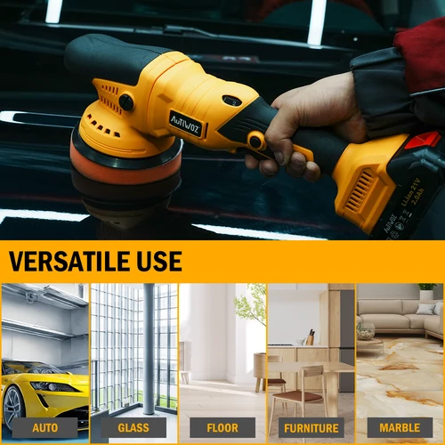 Imagen 2 del producto AUTIWOZ Pulidora inalámbrica Pulidora orbital aleatoria de 6 velocidades de 125 mm con almohadilla autoadhesiva y protección contra sobrecalentamiento