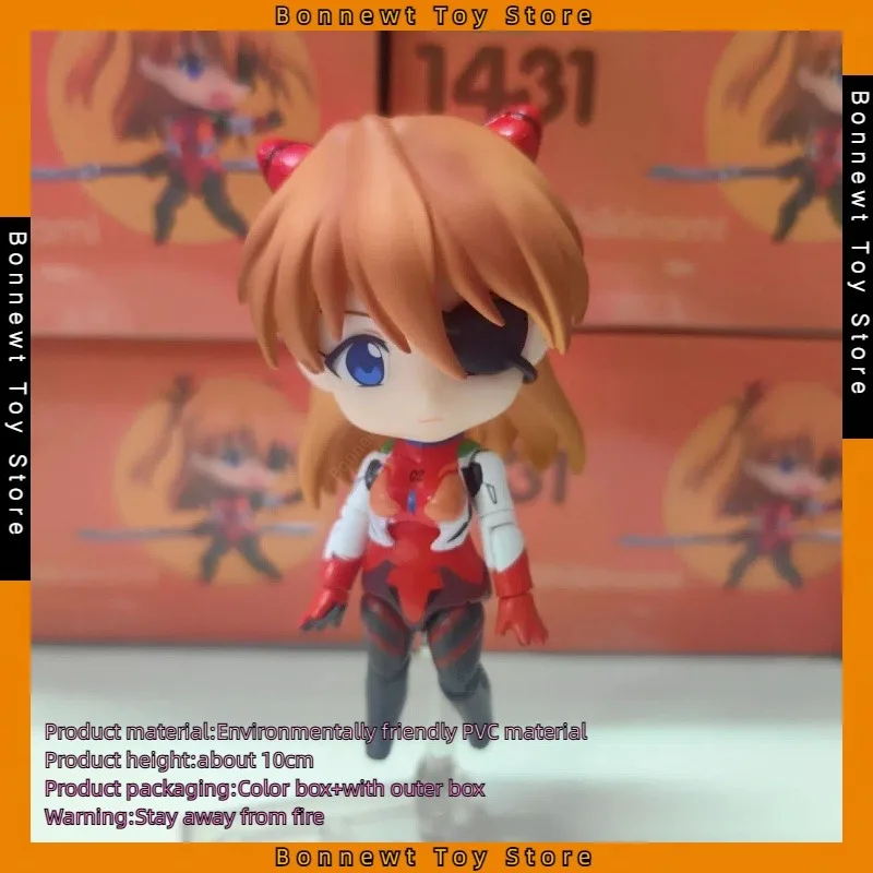 

10cm Nendoroid Neon Genesis Evangelion EVA#1431Asuka Langley Soryu combat uniform movable face change desktop ornaments in stock