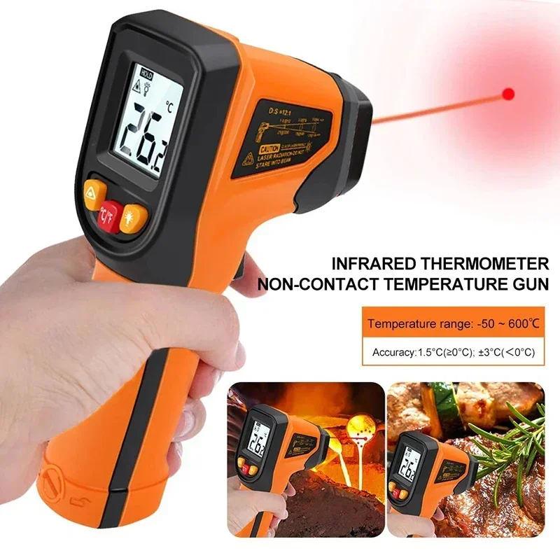 Digital Infrared Thermometer Laser Pyrometer Gun Non-Contact Temperature Measurement Tool -50 to 600℃