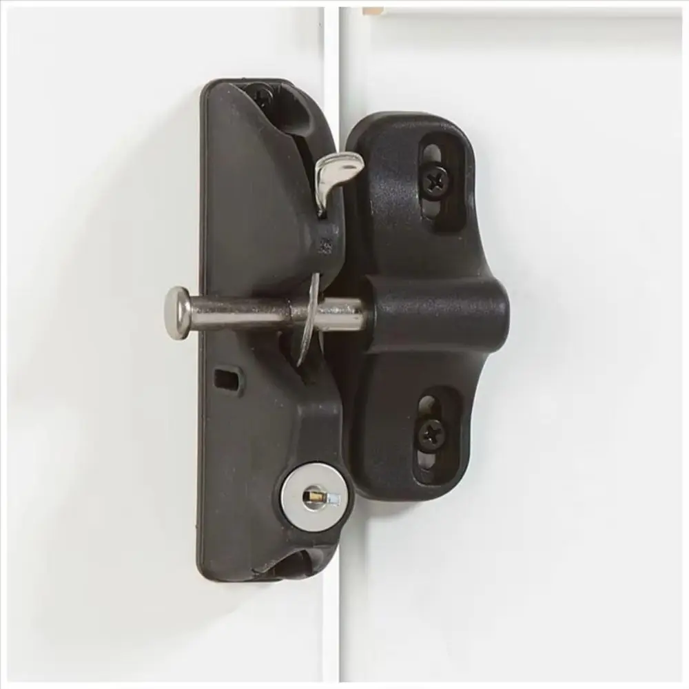 Black Color Outdoor Door Lock Spring Loaded Nylon Material Self-Locking Door Kit 2 Sided Locking Pull Cable Double-ded Lock