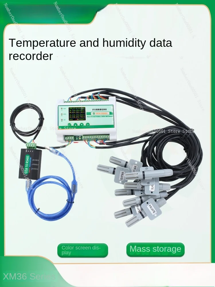 LED8 channel temperature and humidity recorder RS485 probe rail-mounted mass storage acquisition module