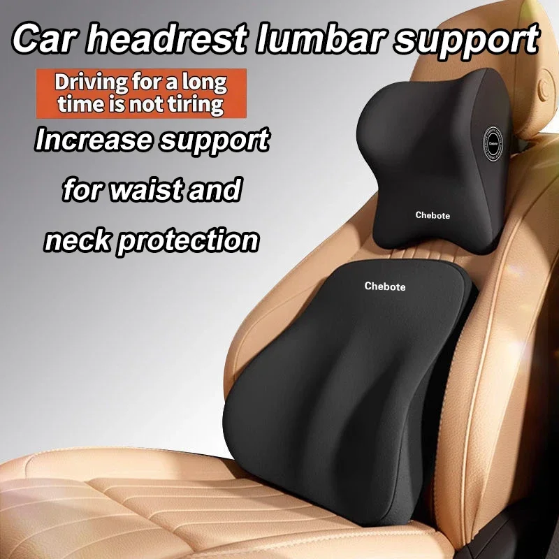 Memory Foam Car Headrest and Lumbar Cushion Set Universal Back Pillow for Neck Support Comfortable Car Interior Accessories