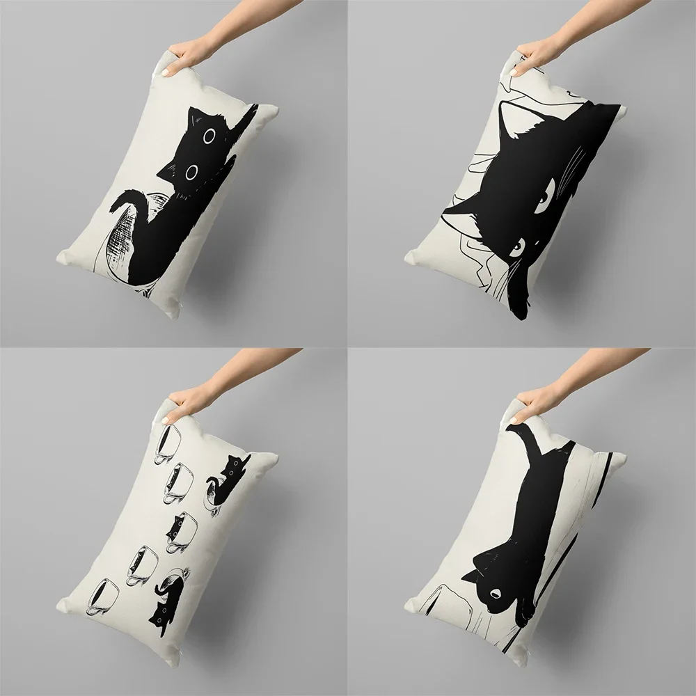 Cute Cat Cushion Cover Long Pillowcase Home Decoration Removable and Washable Multiple Sizes 30x50, 40x60, 50x70