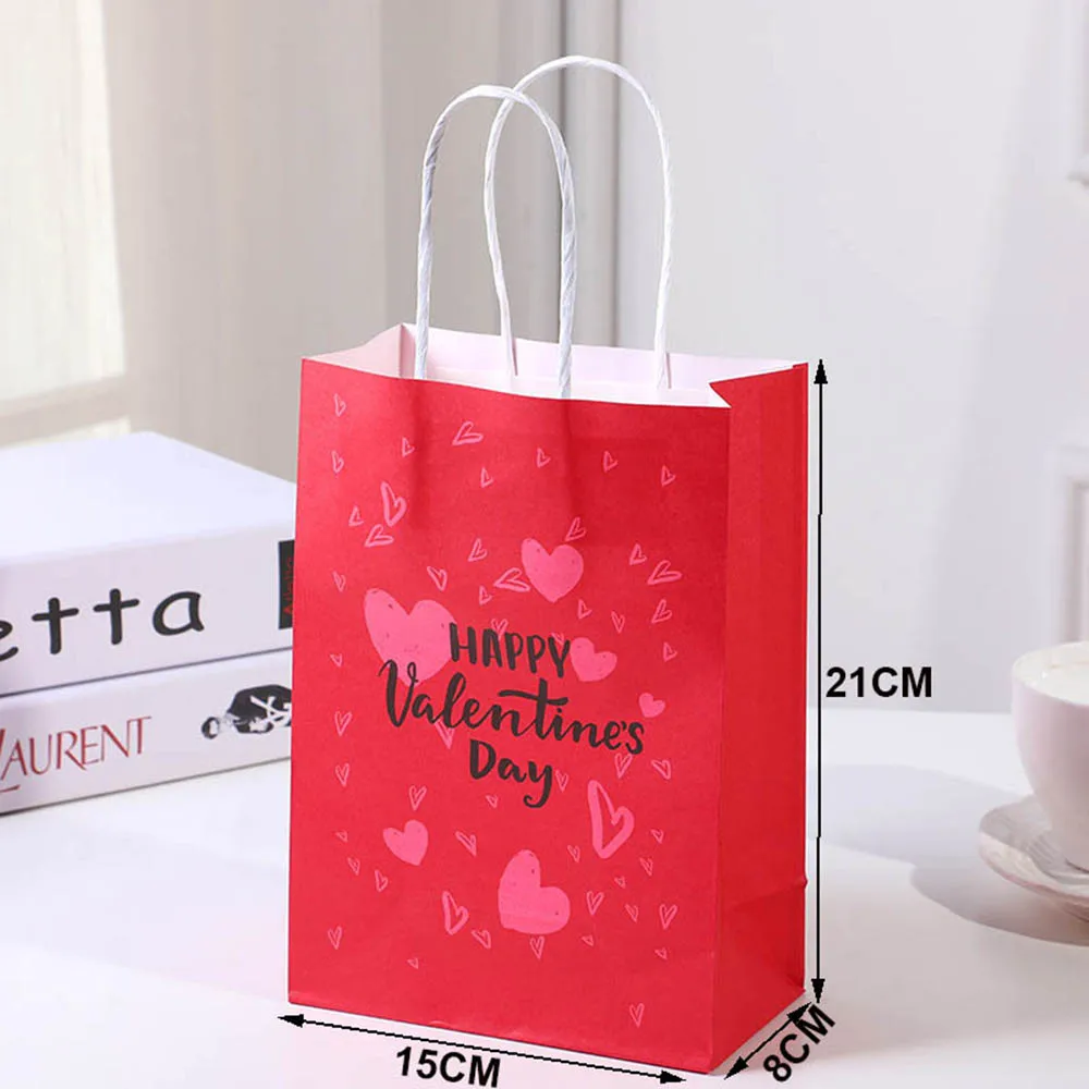 5/10/20/30/40/50pcs sacchetti regalo di san valentino bomboniere con manici 8 modelli borsa per dolcetti di san valentino decorazioni per feste di matrimonio di san valentino