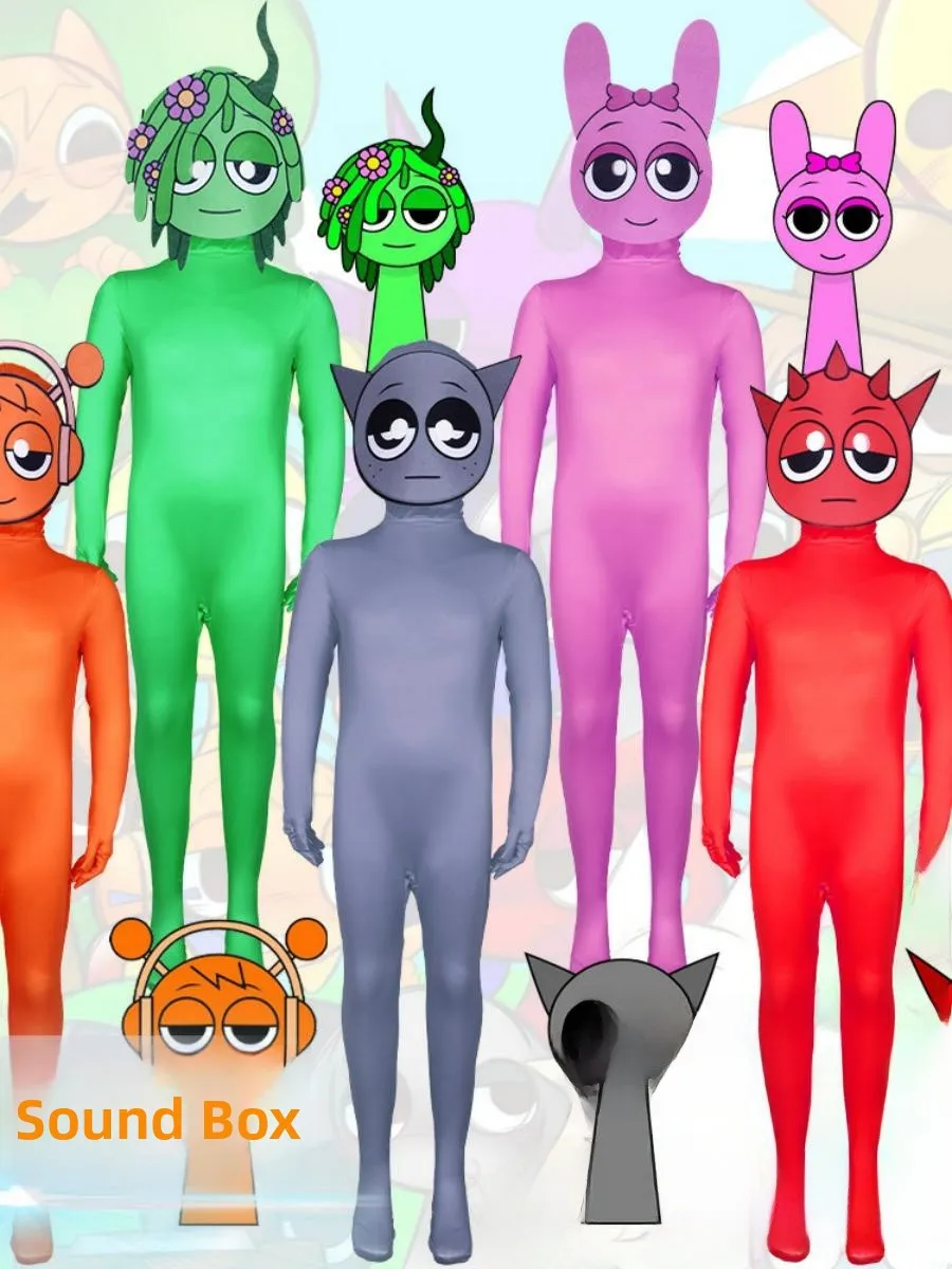 

Оранжевый комбинезон Incredibox, костюм для выступлений на Хэллоуин, костюм в стиле ритма, вдохновленный игрой, небрендовая сценическая одежда для женщин