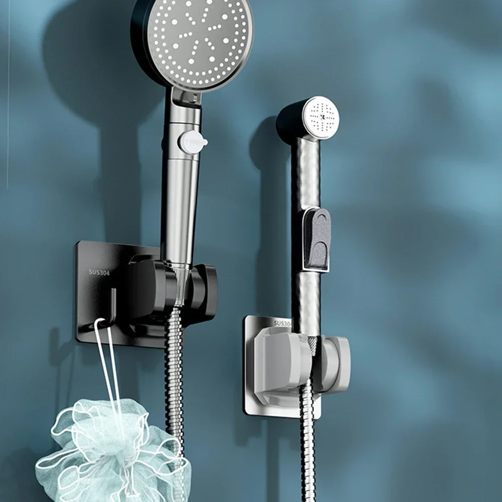 Stainless Steel No-drill Shower Head Holder Bathroom Showerhead Bracket  Bathroom Accessories Shower Mounting Brackets