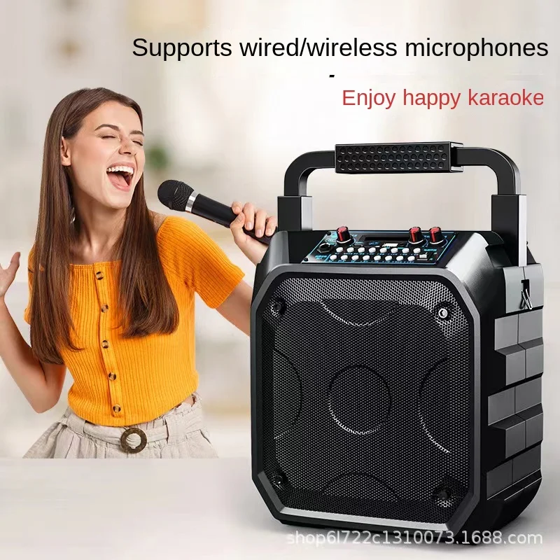 Portable Wireless Bluetooth Speaker Home Karaoke Subwoofer 6.5-Inch Outdoor Waterproof High-Power Square Dance Stereo Speaker