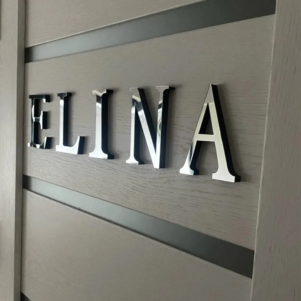 Silver 3D Wall Sticker English Letters Home Decoration Festival Party Wedding Decor Mirror Birthday party Peel & Stick Wallpaper