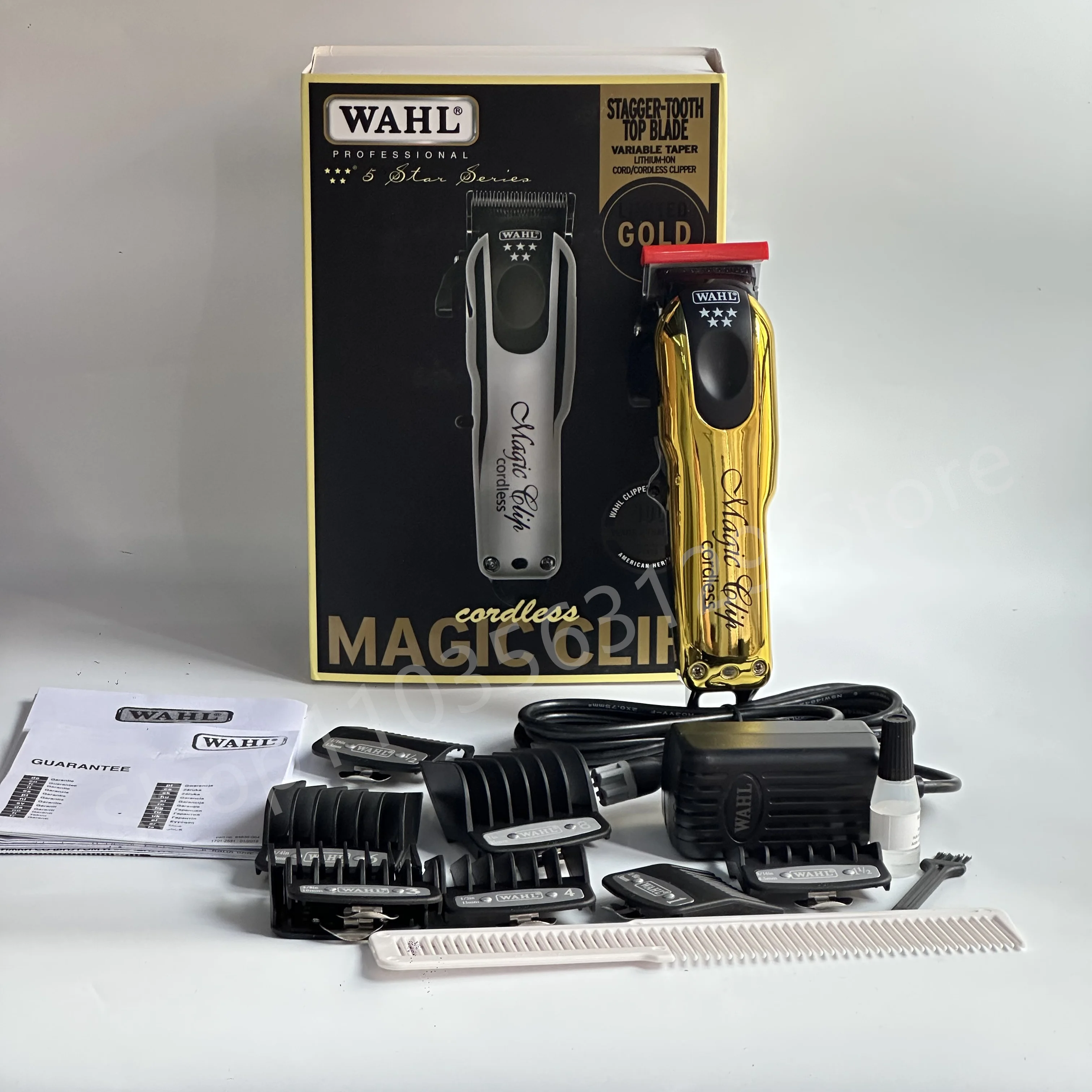 Wahl 8148 Professional 5-Star 100th Anniversary Limited Edition Silver & Gold Cordless Magic Clip Great For Professional Stylist