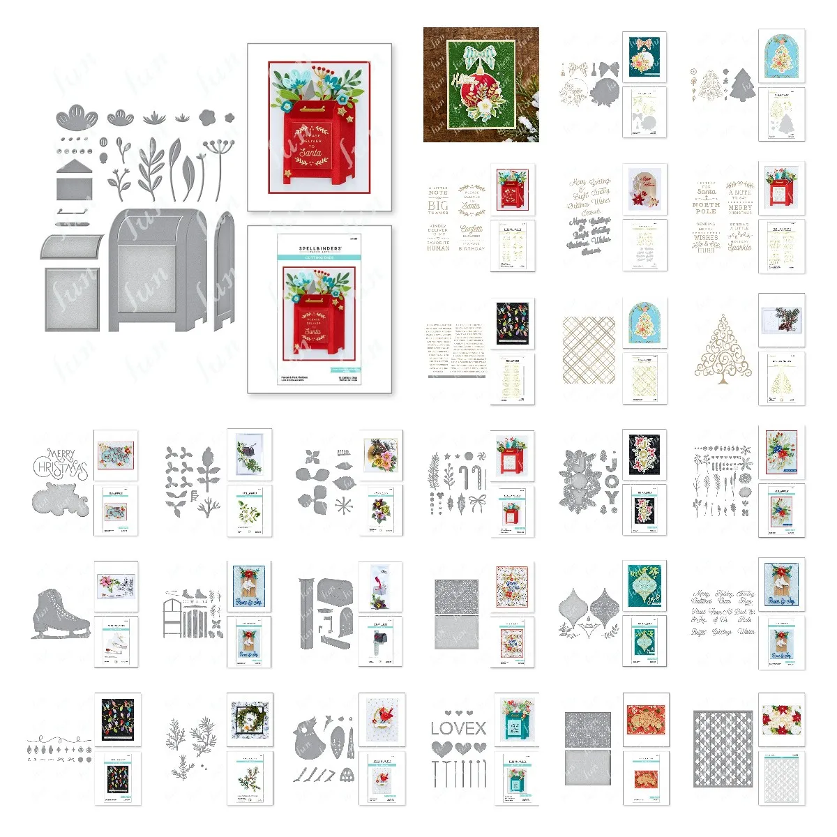 Parcel & Post Mailbox Etched Hot Foil Plates and Dies Holiday Blooms Stitched Christmas Cutting Dies Stencils for DIY Scrapbook