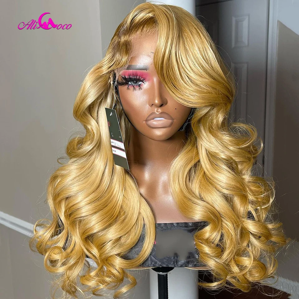 

13x4 13x6 Glod Blonde Wig Body Wave Lace Front Wigs Transparent Pre Plucked Lace Frontal Wigs For Women 200 Density