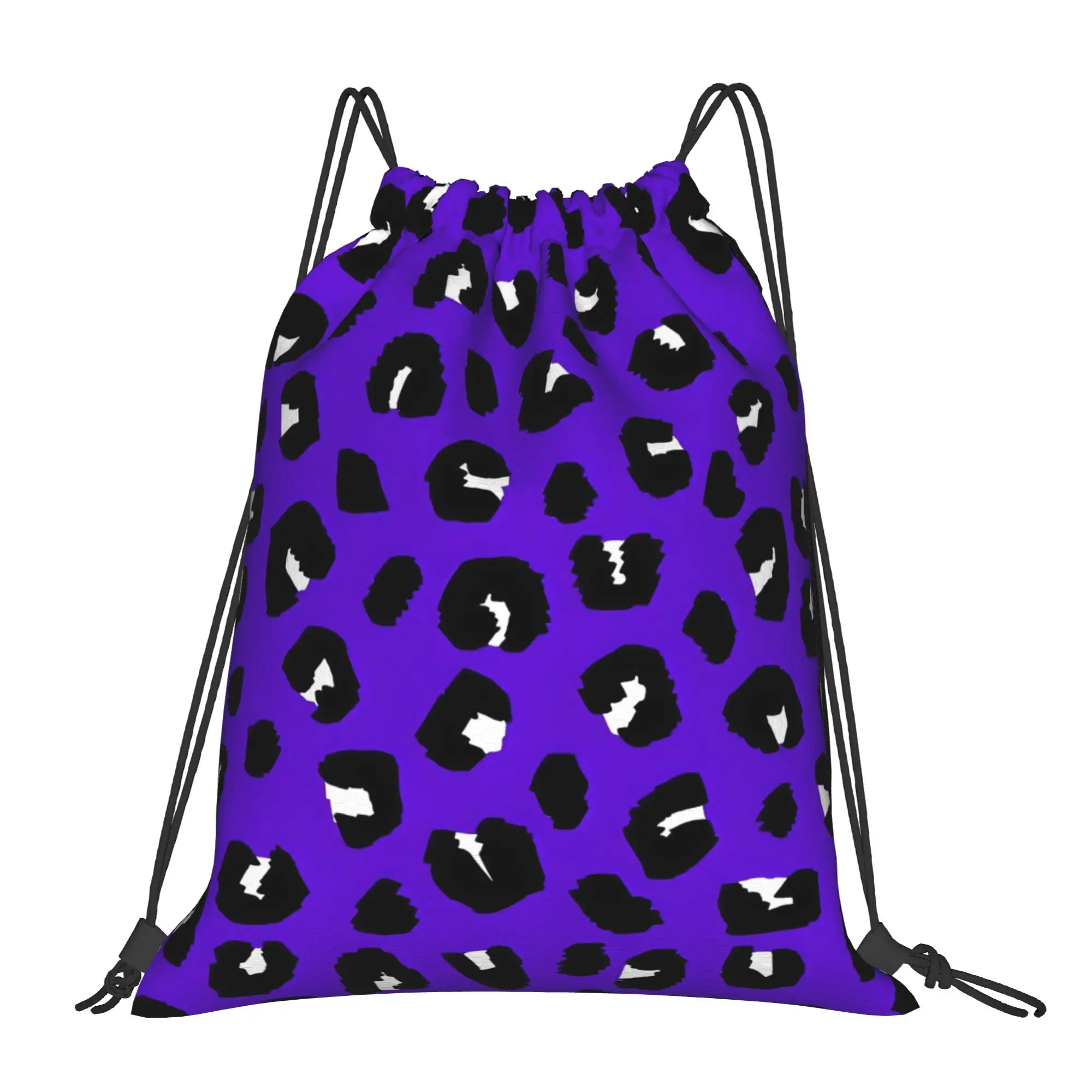 Leopard Print Spots Purple 1 Leopard Print Multi-function Men Women Storage Backpack Teenager Travel Bag Print Drawstring Bags