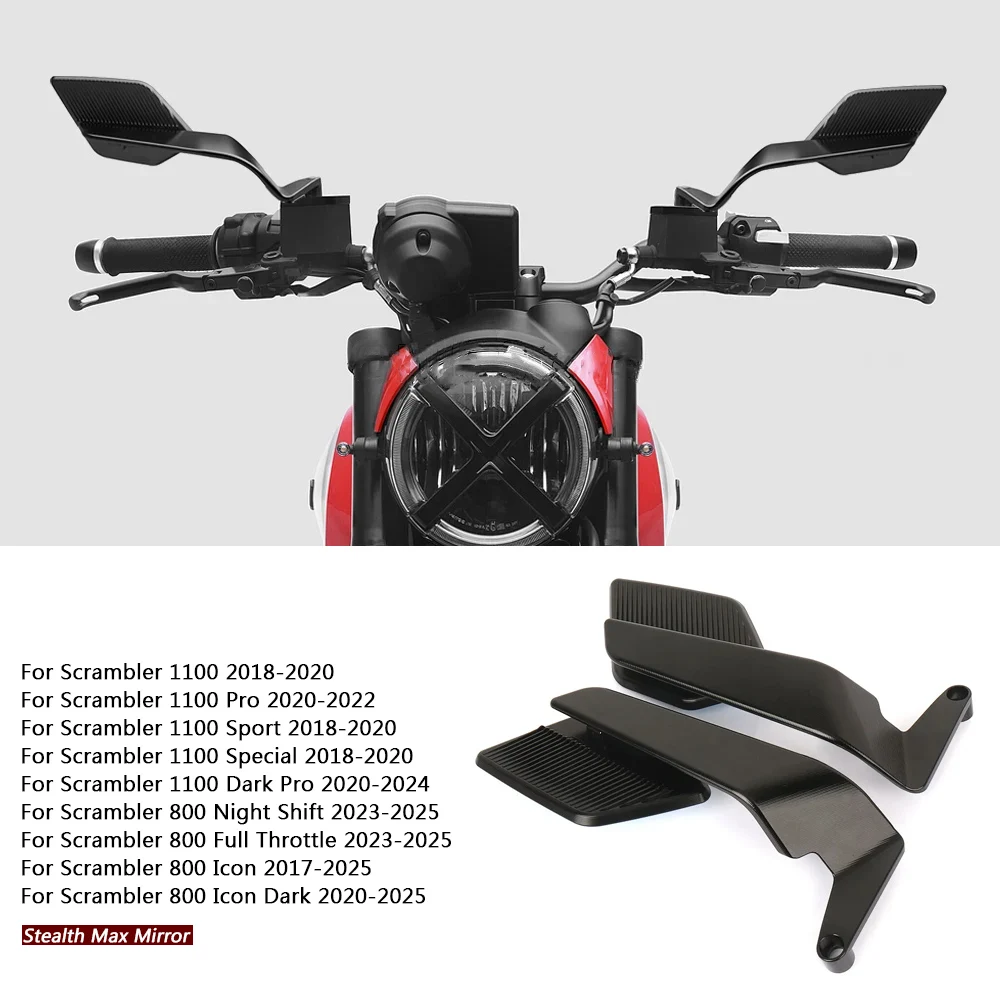 

Зеркало для мотоцикла, регулируемое вращающееся зеркало заднего вида с ветровым крылом для Ducati Scrambler 1100 Pro 800, Icon Dark