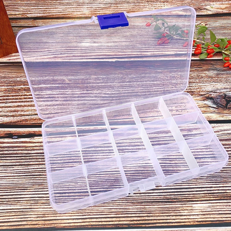 10/15/24 Grids Compartment Transparent Container Box Jewelry Stones Packing Plastic Removable Box Nail Art Tool Storage Case