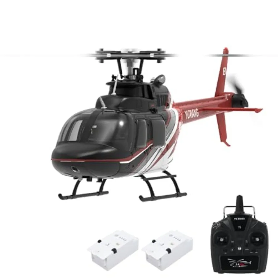 6 Channel Remote Control Helicopter for indoor/outdoor use, carbon fiber reinforced plastic body, matte black finish, brushless
