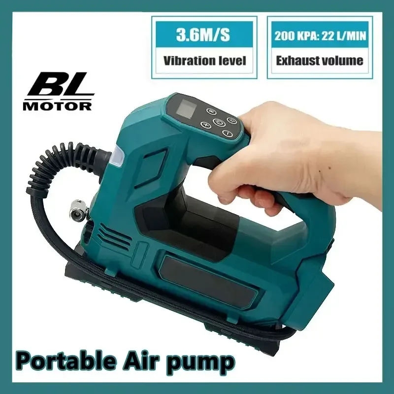 

Portable Air pump 18V Battery Lithium-Ion Cordless Inflator Bare Tool For Car Tyre Inflator Electric Motorcycle Pump Fit Makita