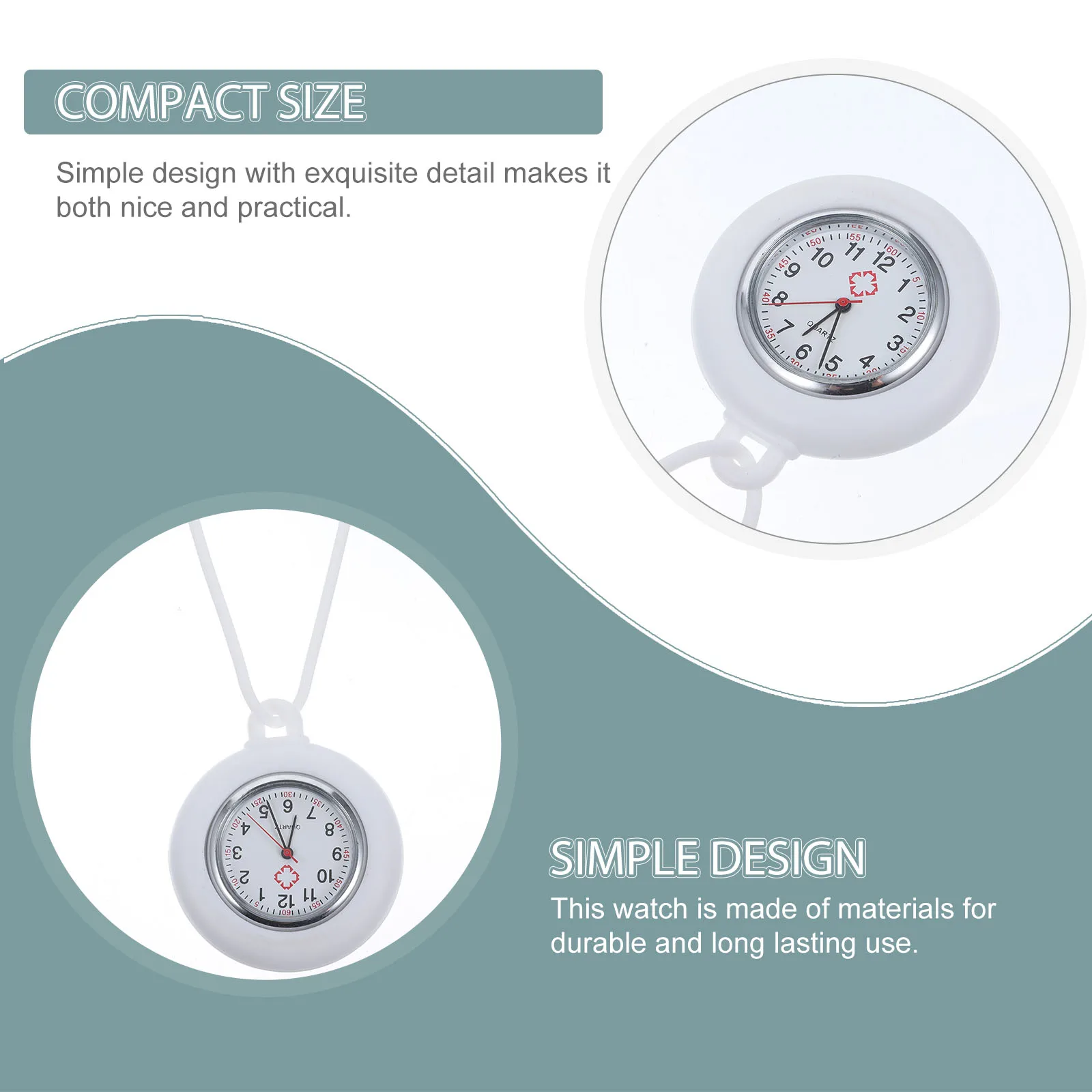 1pc orologio da infermiera in silicone orologio da tasca medico appeso durevole portatile design semplice decorazione regalo per medici (bianco)