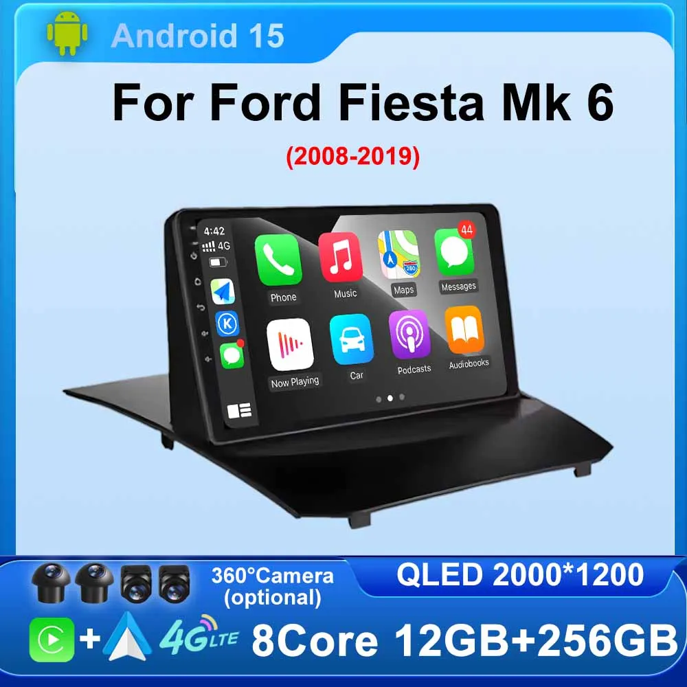 

Wireless Carplay for Ford Fiesta Mk 6 2008 - 2019 Car Radio Video Audio 4G Multimedia Player GPS Navi Split Screen DSP Stereo
