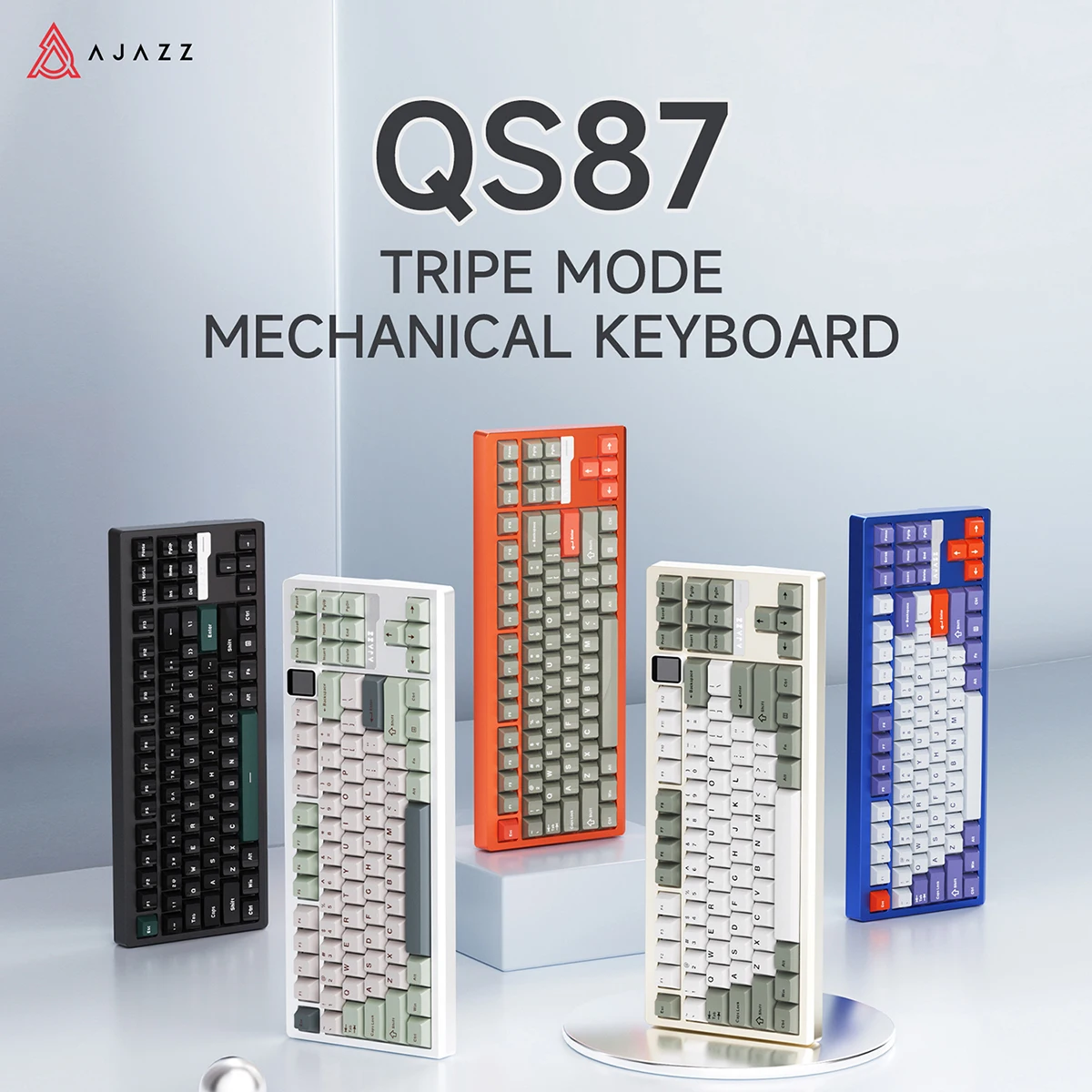 AJAZZ QS87 Custom Mechanische Tastatur, drahtloser Bluetooth-Dreimodus RGB, Aluminiumgehäuse mit Magnetverschluss, Flame Red V2 Schalter
