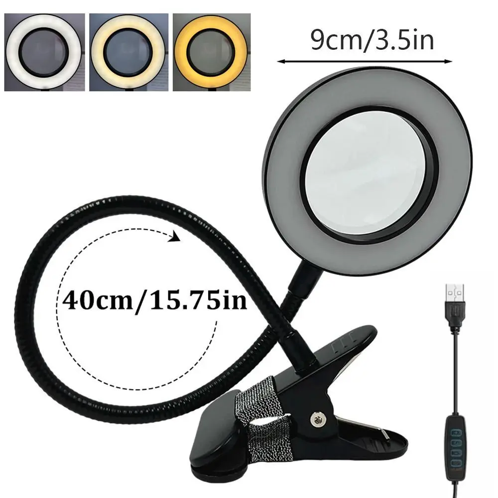 5X التكبير LED مصباح عدسة مكبرة مستويات قابلة للتعديل مرنة العدسة المكبر مصباح الطاولة حماية العين 3-color الضوء #6