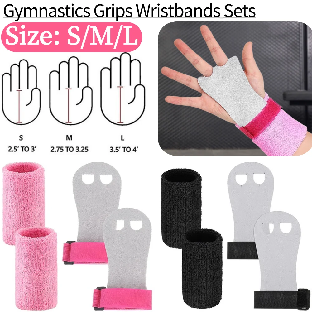 Gymnastics Grips Wristbands Sets Anti-slip Hand Grips Gymnastic Bar Palm Protector Gymnastics Wristbands for Boys Girls Kids