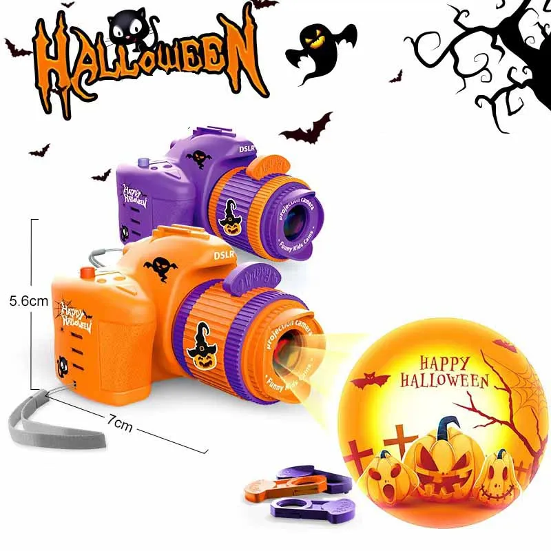 Kids Halloween Simulation Projector Camera Mini Cute Pumpkin Light Puzzle Light-emitting Pattern Kids Sleep Projection Toys