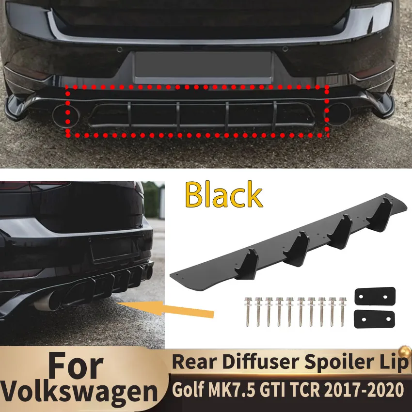 

For Volkswagen Golf MK7.5 GTI TCR 2017-2020 Rear Bumper Diffuser Lip Spoiler Plate Lower Surround Maxton Style Front Shovel