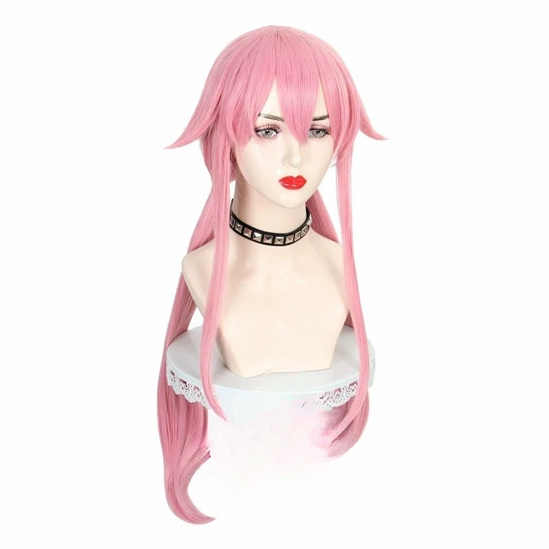 Lange, gerade, pastellrosa, hitzebeständige Cosplay-Perücke mit Flip-Twists und Pony für Anime-Halloween-Party