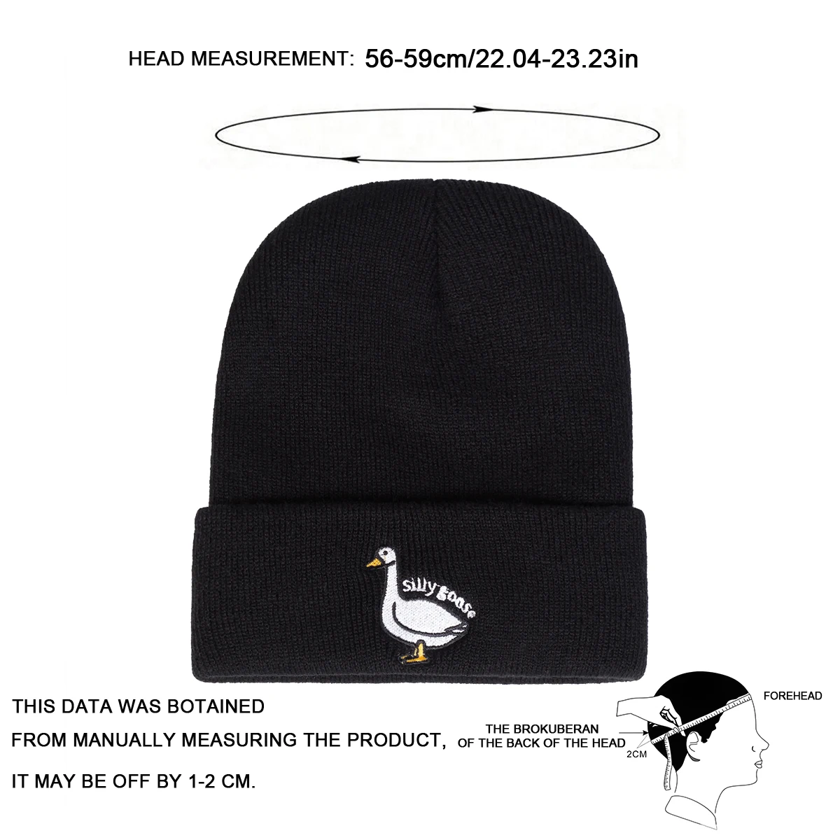 Unisex Silly Goose Cartoon Embroidery Beanies Autumn Winter Warm Beanie Hat Caps for Women Men