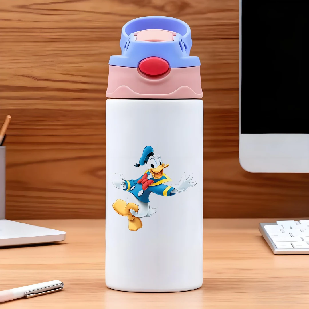 

Disney vacuum cup featuring classic Donald Duck sailor suit cartoon character 304 stainless steel cartoon straw cup childre