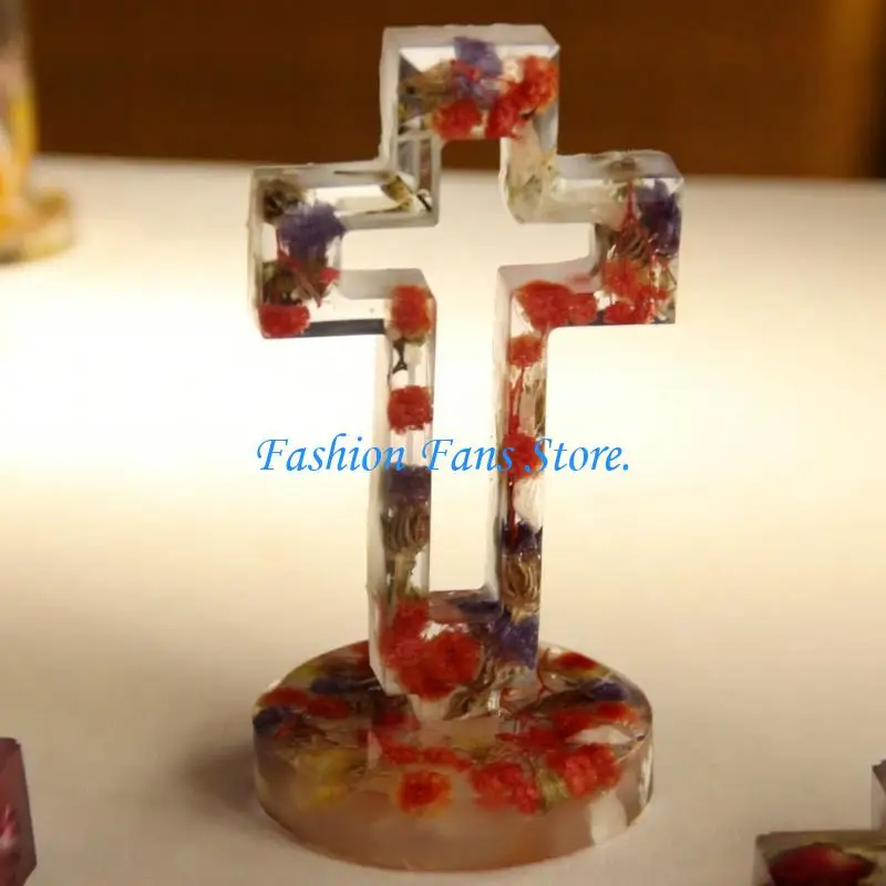 Flexible Standing Crucifix Silicone Mould with Base Resin Mold For Custom Handmade Pendants And Decorative Items