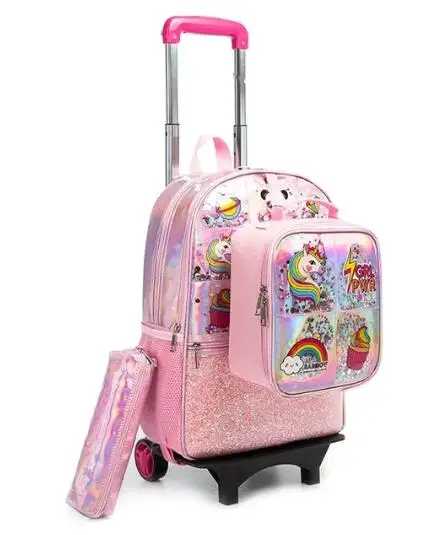 School Trolley Backpack Bag Sets Elementary School Students Rolling Backpack for Girls School Wheeled Backpack Sets with Wheels