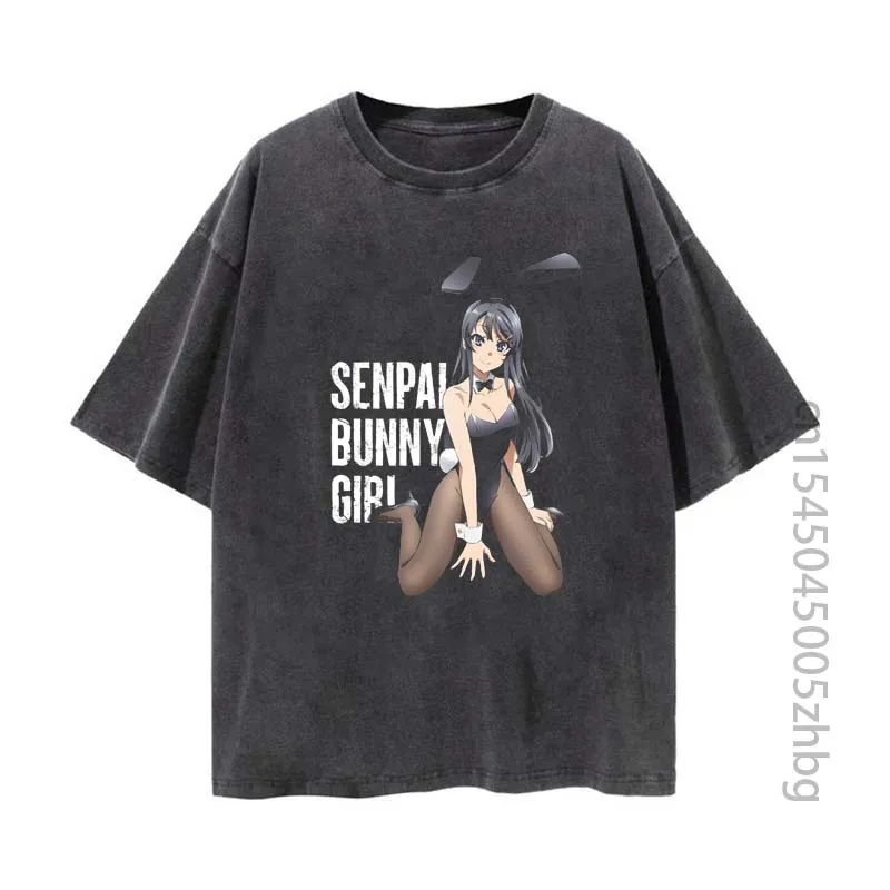 

Bunny Girl, Mai Sakurajima Anime Woman Shirt Streetwear Harajuku Vintage Distressed Tshirt Manga Graphic T Shirt Men Tops Tees