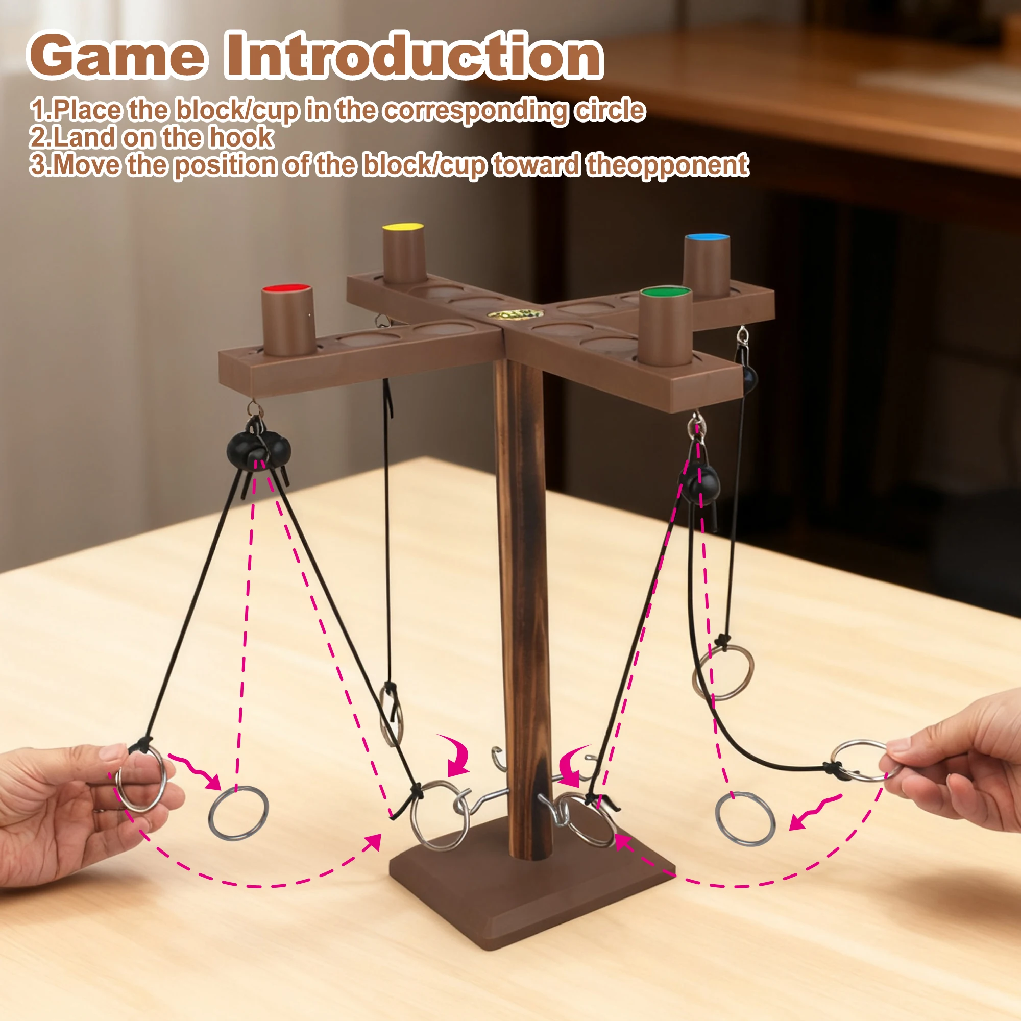 Creative Wooden Ring Toss Game for Adults, Indoor Party Fun, Perfect Activity for Friends, Social Gatherings, Entertainment Choi