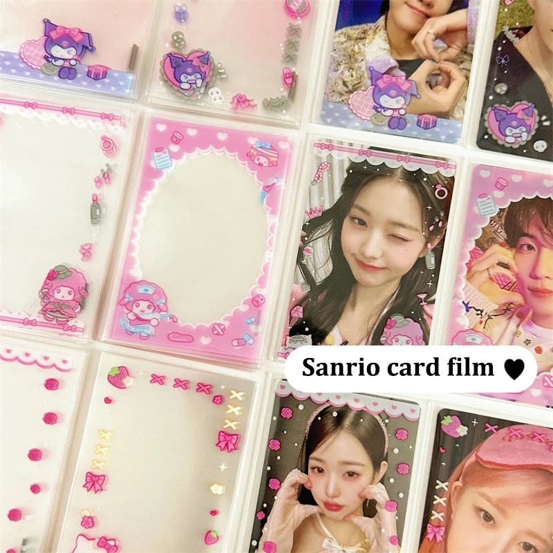 Imagem -03 - Estilo Japonês Sanrio Cartoon Card Film Foto Protetora Display Sleeves Photocard Titular Papelaria Kawaii Figuras Fofas 20 Pcs