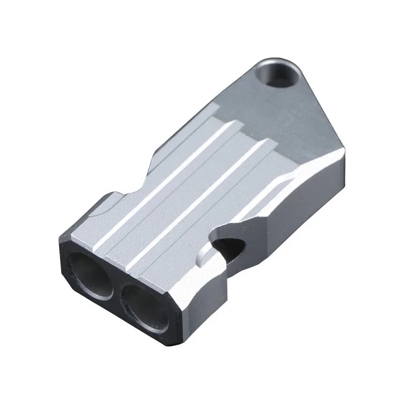 سلسلة مفاتيح صفارة مزدوجة الأنبوب من سبائك الألومنيوم - قلادة صفارة إنقاذ للتخييم في حالات الطوارئ عالية الديسيبل