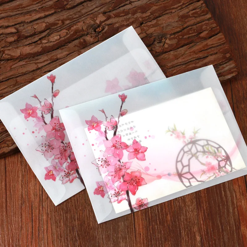 5pcs Vintage Peach Blossom Paper Envelope Postcards Greeting Card Cover Kawaii Stationery Paper Bag Wedding Envelopes