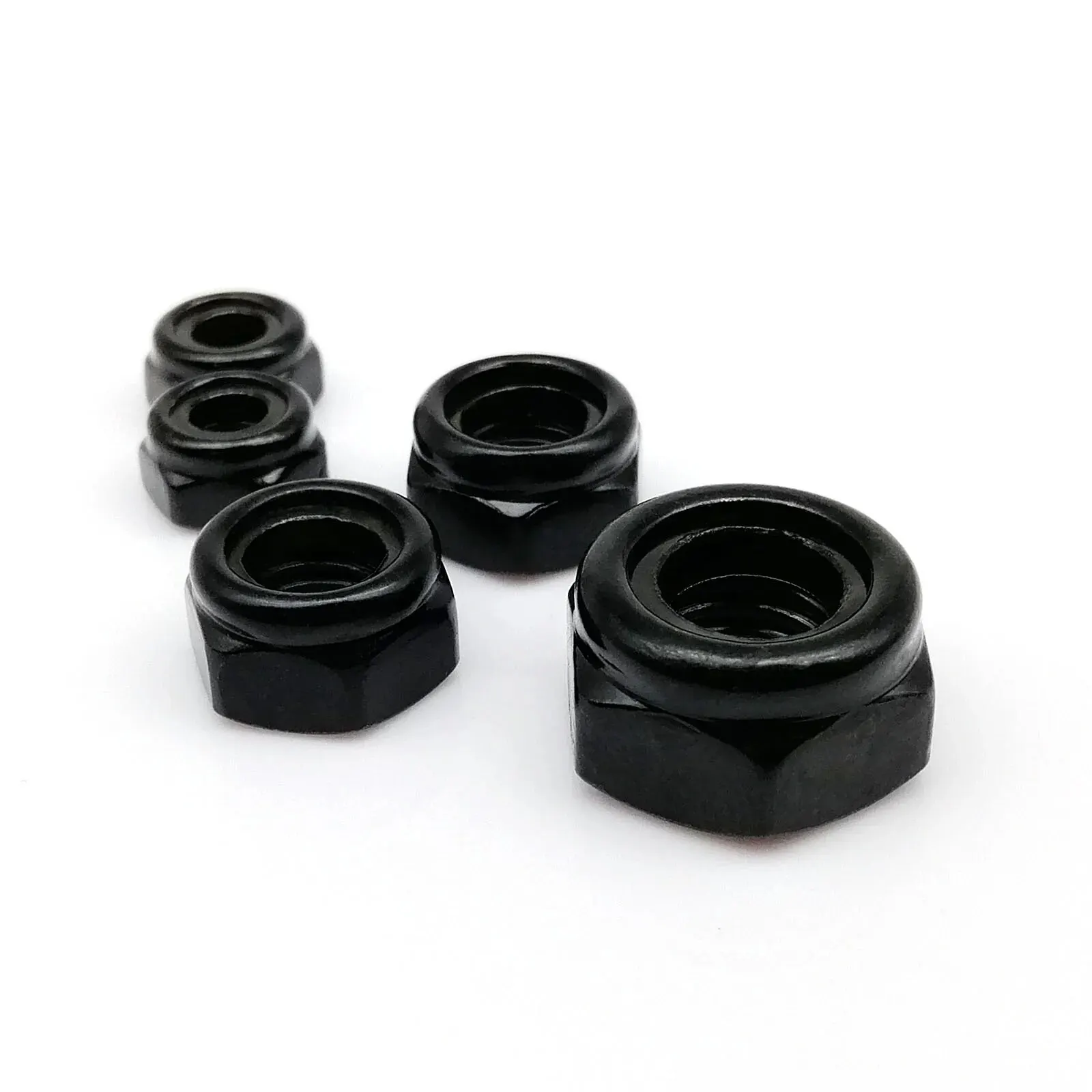 50/25/20pcs Hex Hexagon Nylon Insert Self Locking Nut Nylock Nut Locknut M2 M2.5 M3 M4 M5 M6 M8 Black Carbon Steel DIN985