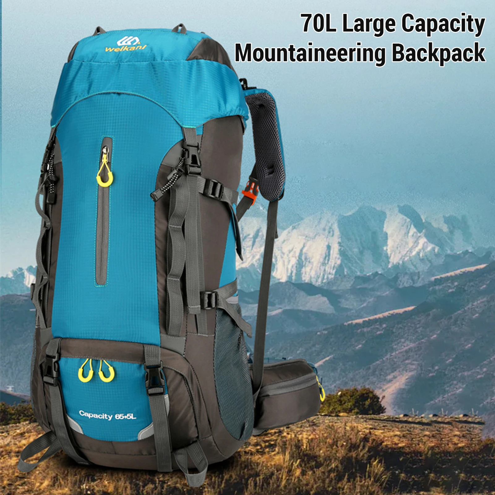 

70L Large Capacity Mountaineering Backpack Multifunctional Outdoor Sports Backpack Camping Travel Bag with Rain Cover